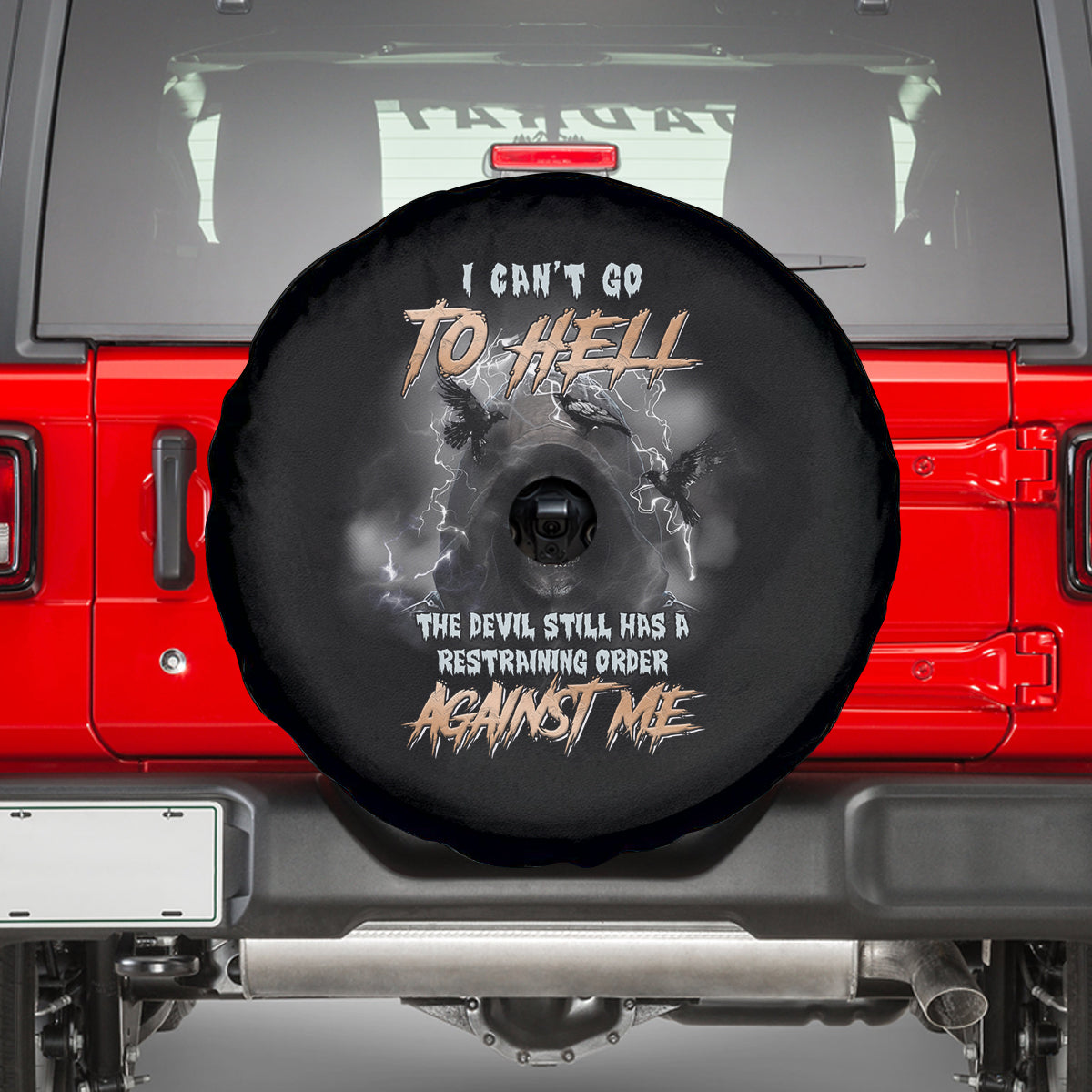 I Can't Go To Hell Reaper Bat Spare Tire Cover - Wonder Print Shop
