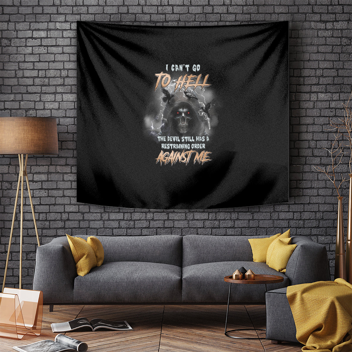 I Can't Go To Hell Reaper Bat Tapestry - Wonder Print Shop