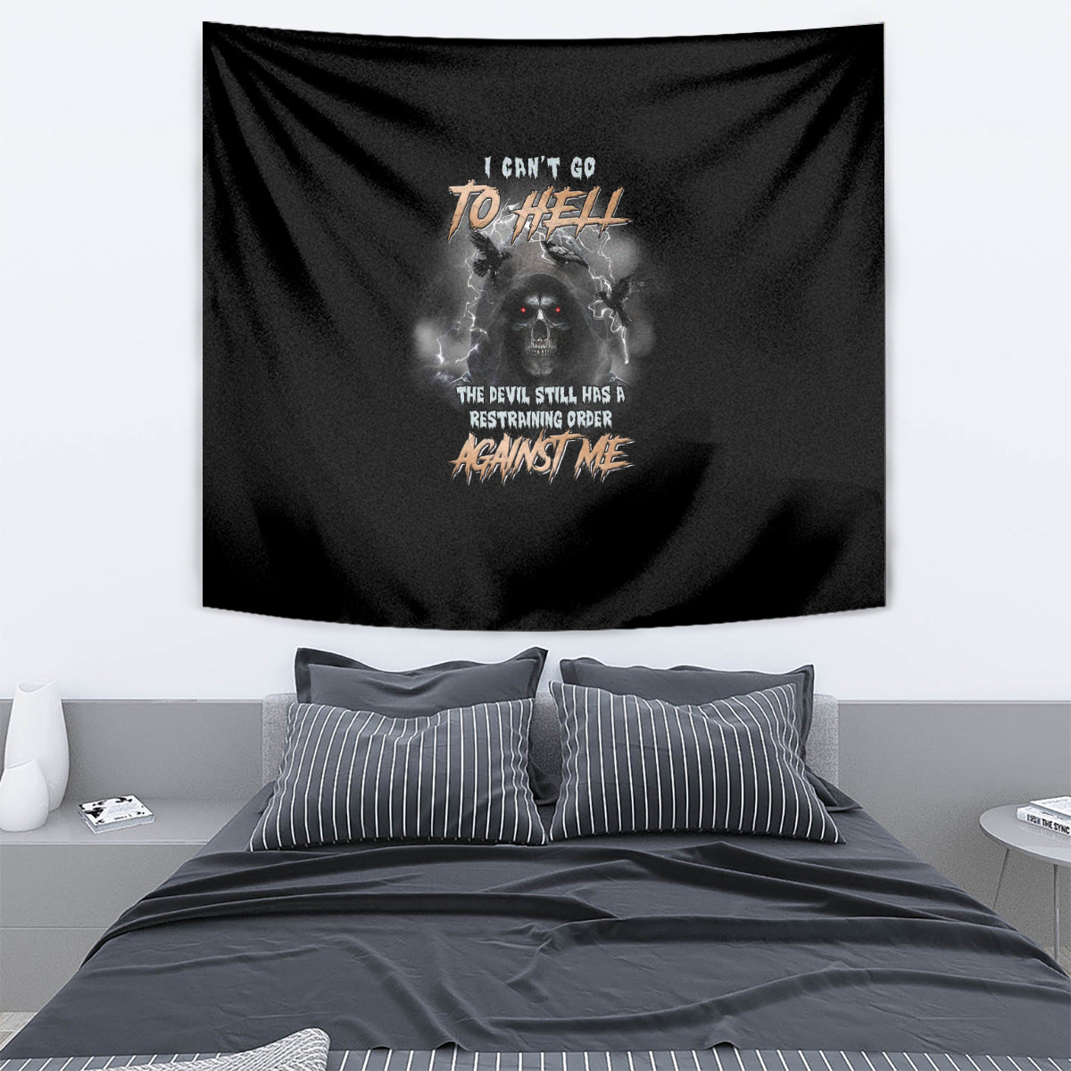 I Can't Go To Hell Reaper Bat Tapestry - Wonder Print Shop