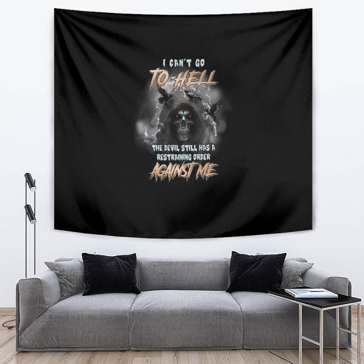 I Can't Go To Hell Reaper Bat Tapestry - Wonder Print Shop