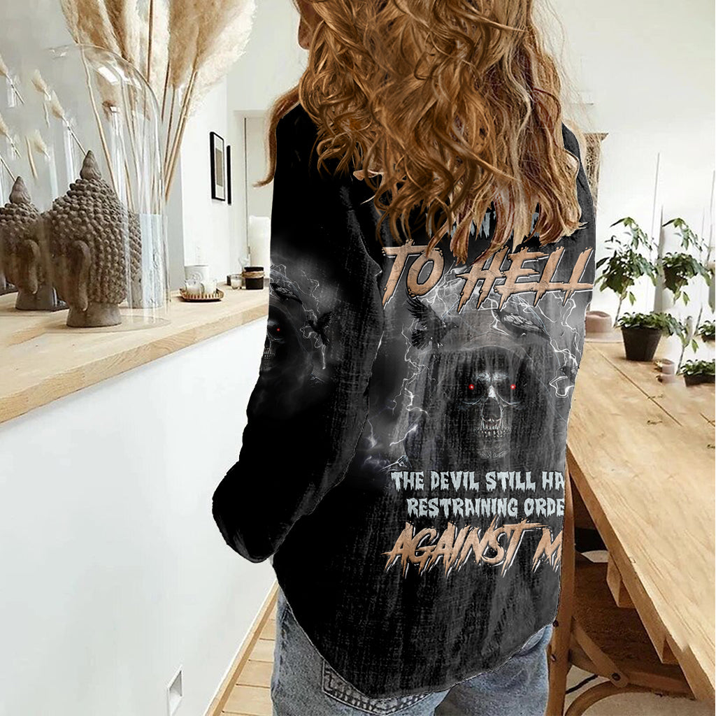 I Can't Go To Hell Reaper Bat Women Casual Shirt - Wonder Print Shop