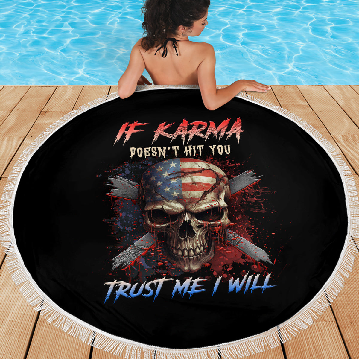 If Karma Doesn't Hit You Trust Me I Will Beach Blanket - Wonder Print Shop