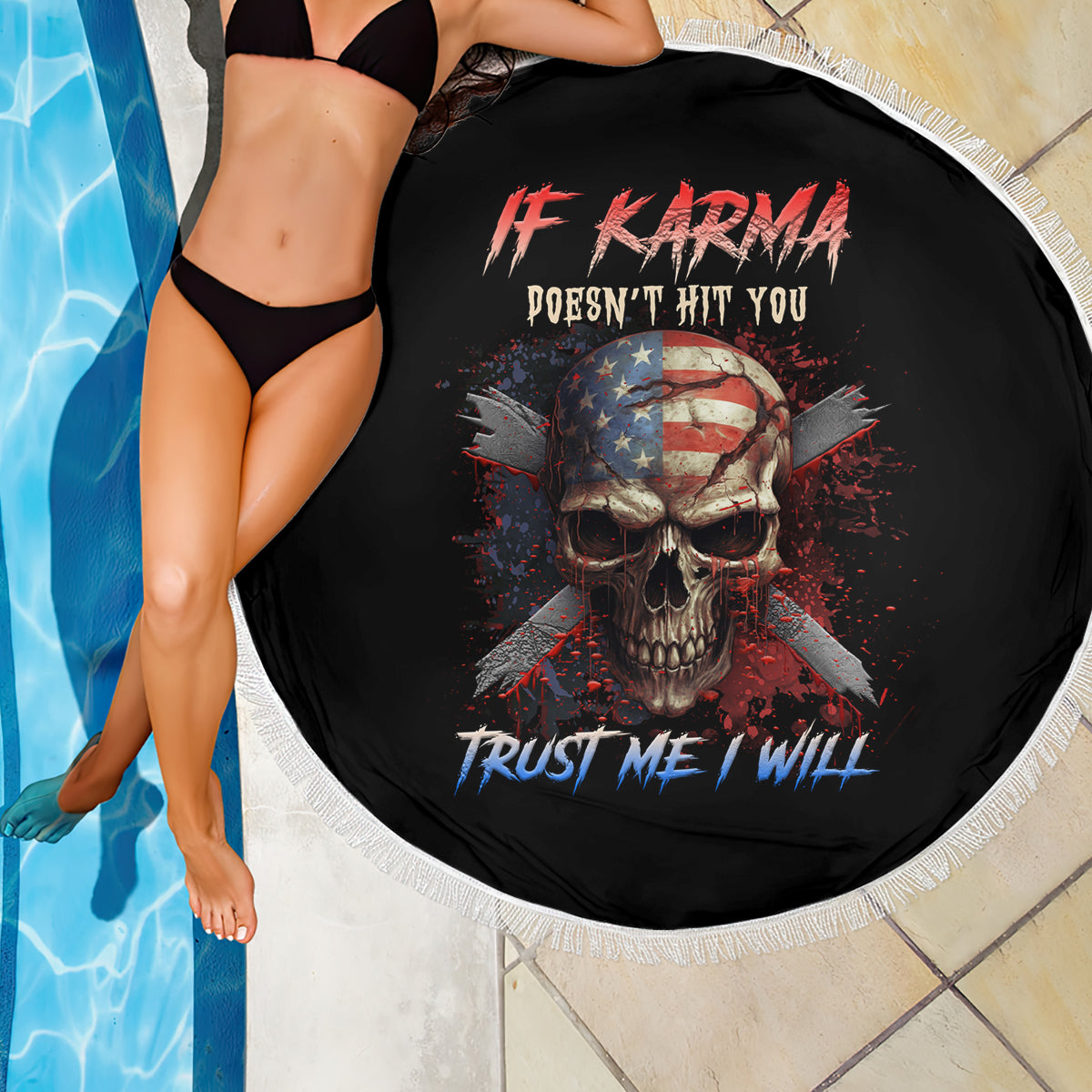 If Karma Doesn't Hit You Trust Me I Will Beach Blanket - Wonder Print Shop