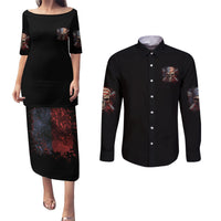 If Karma Doesn't Hit You Trust Me I Will Couples Matching Puletasi Dress and Long Sleeve Button Shirt - Wonder Print Shop