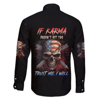 If Karma Doesn't Hit You Trust Me I Will Family Matching Off Shoulder Long Sleeve Dress and Hawaiian Shirt - Wonder Print Shop