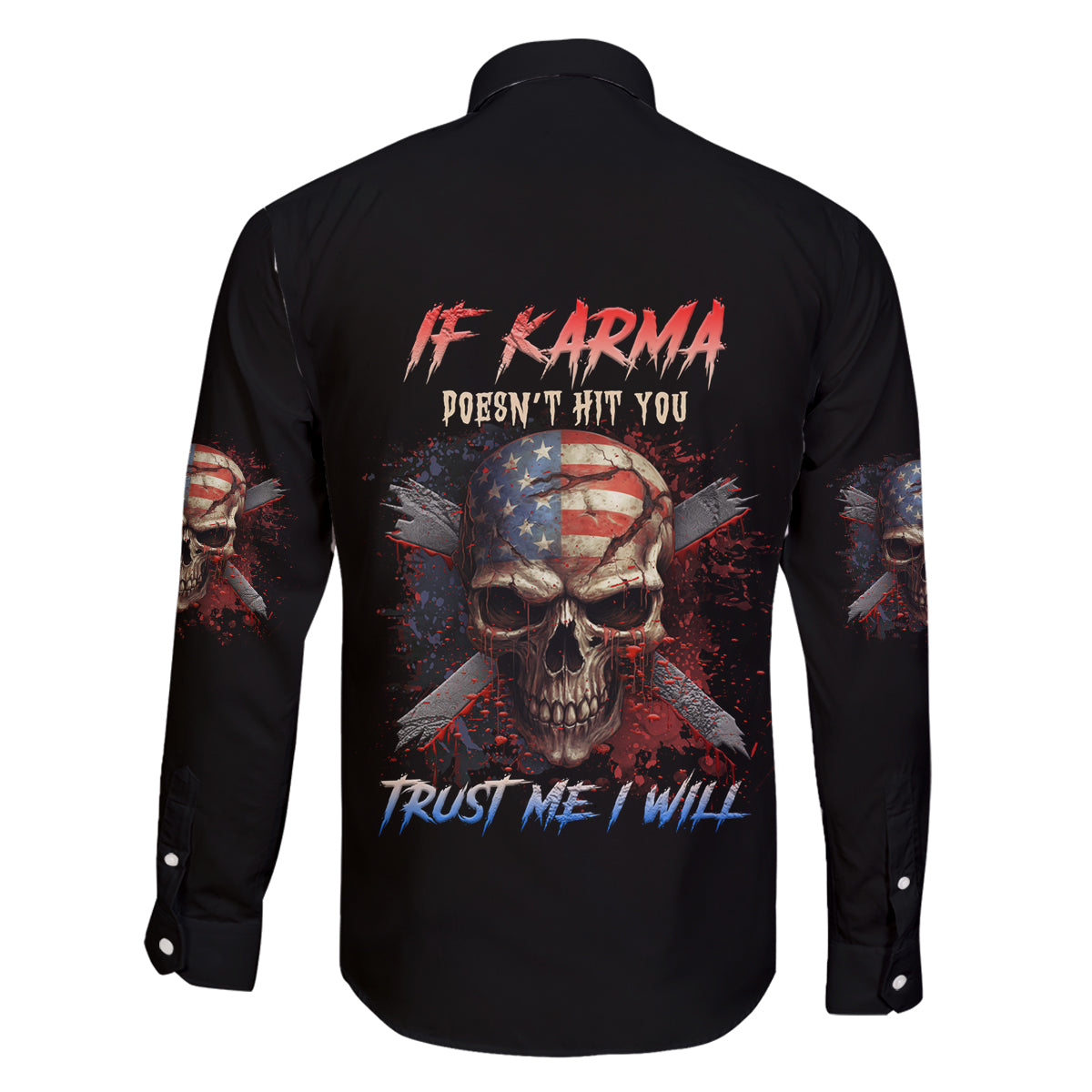 If Karma Doesn't Hit You Trust Me I Will Family Matching Puletasi Dress and Hawaiian Shirt - Wonder Print Shop