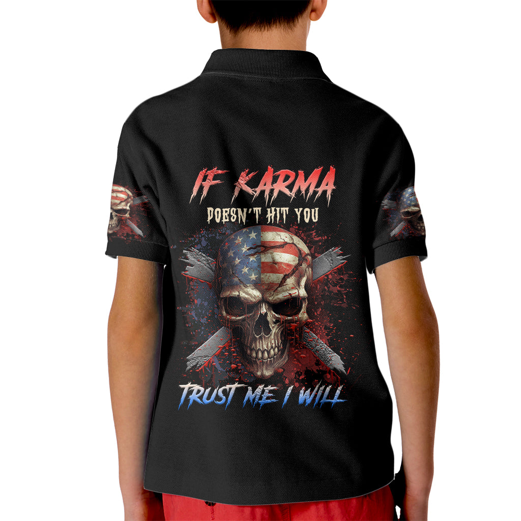 If Karma Doesn't Hit You Trust Me I Will Kid Polo Shirt - Wonder Print Shop