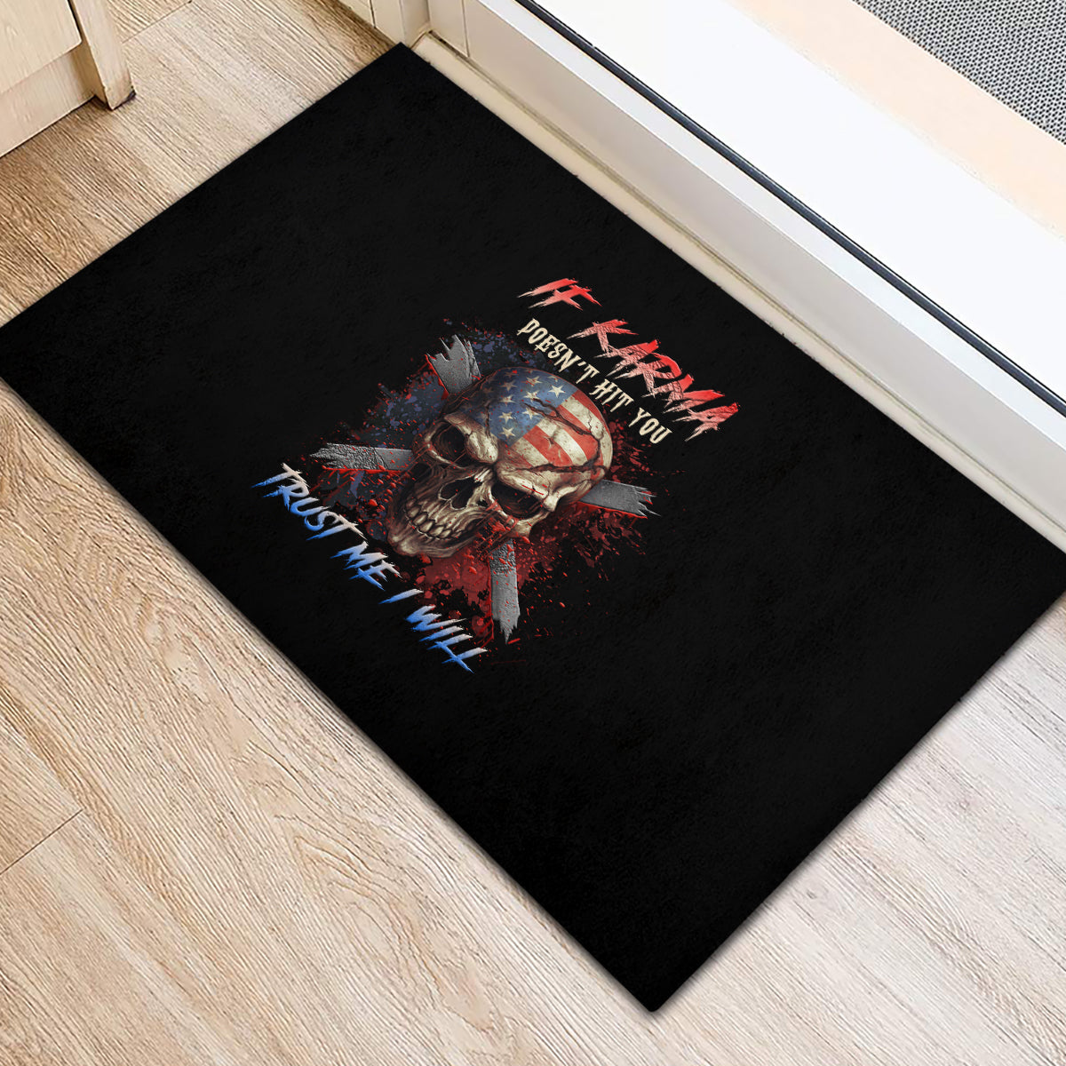 If Karma Doesn't Hit You Trust Me I Will Rubber Doormat - Wonder Print Shop