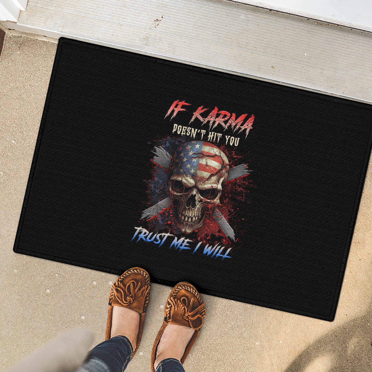 If Karma Doesn't Hit You Trust Me I Will Rubber Doormat - Wonder Print Shop