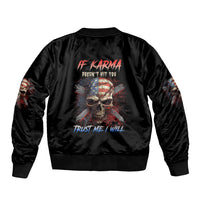 If Karma Doesn't Hit You Trust Me I Will Sleeve Zip Bomber Jacket - Wonder Print Shop