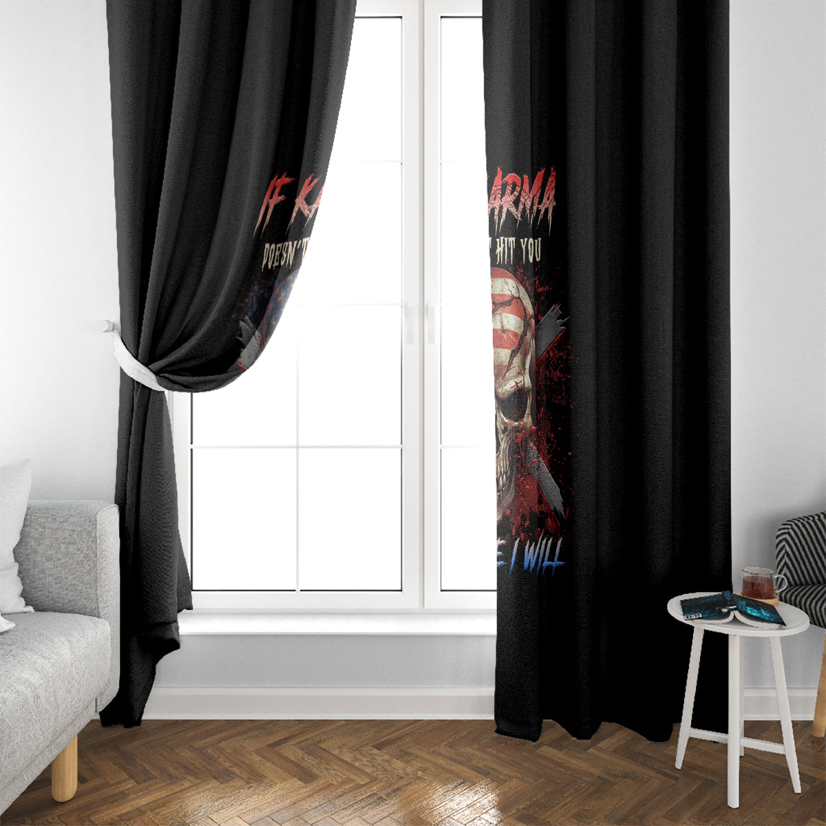 If Karma Doesn't Hit You Trust Me I Will Window Curtain - Wonder Print Shop