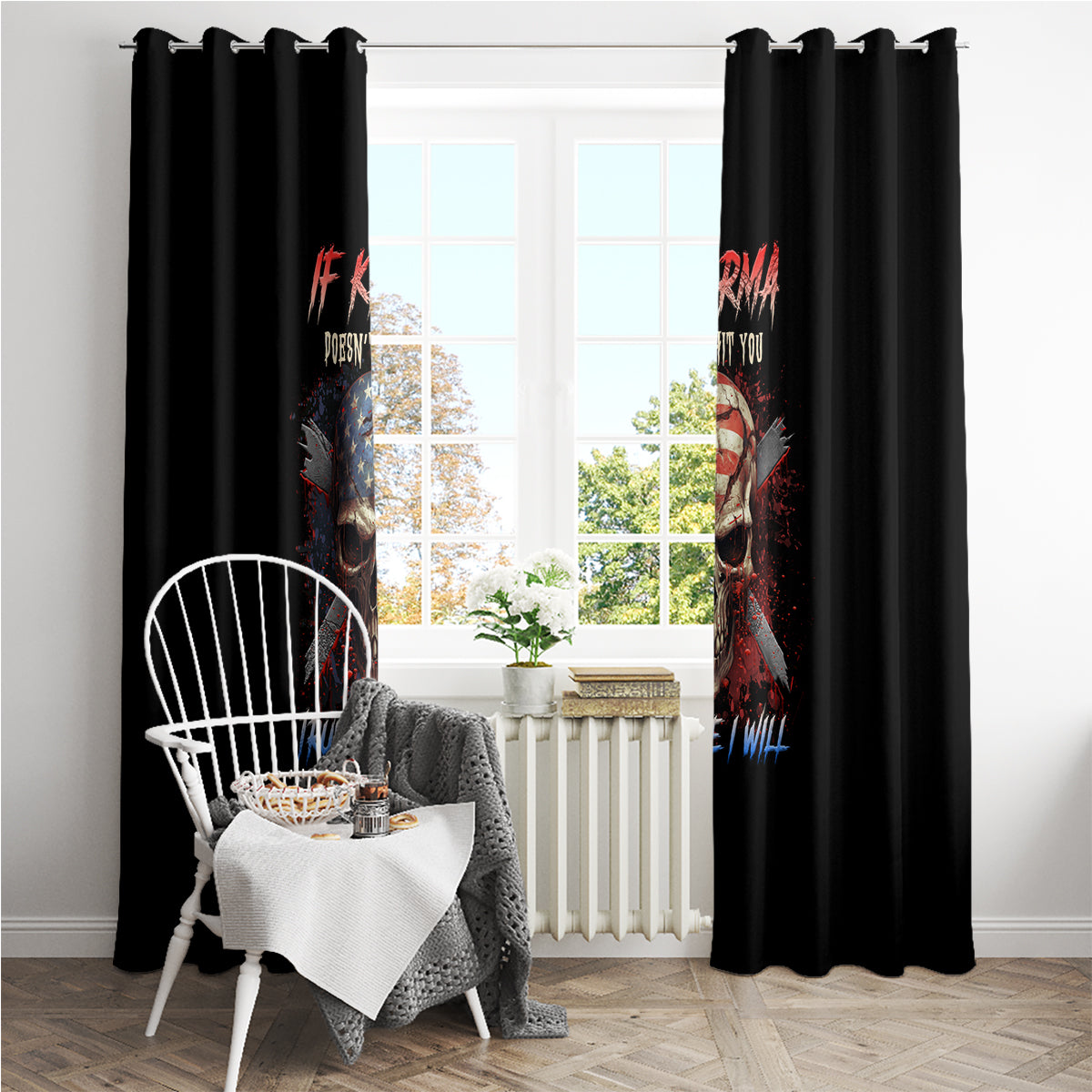 If Karma Doesn't Hit You Trust Me I Will Window Curtain - Wonder Print Shop