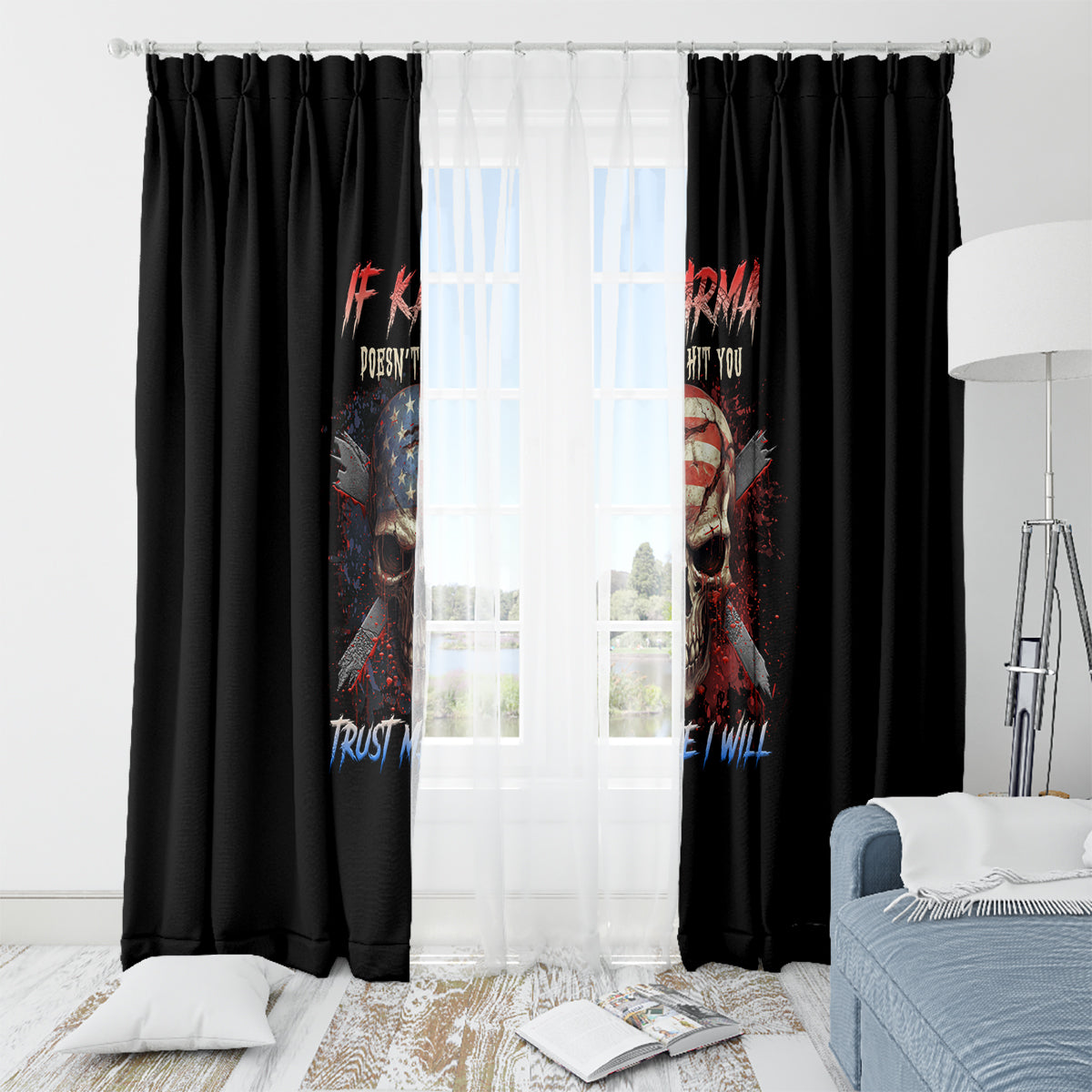 If Karma Doesn't Hit You Trust Me I Will Window Curtain - Wonder Print Shop