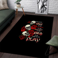 The Good Girl In Me 3 Skulls Rose Vintage Area Rug - Wonder Print Shop