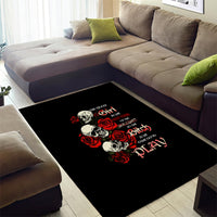 The Good Girl In Me 3 Skulls Rose Vintage Area Rug - Wonder Print Shop