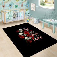 The Good Girl In Me 3 Skulls Rose Vintage Area Rug - Wonder Print Shop