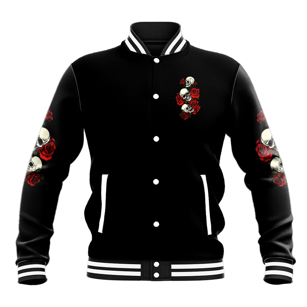 The Good Girl In Me 3 Skulls Rose Vintage Baseball Jacket - Wonder Print Shop