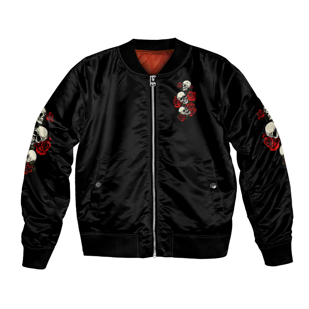 The Good Girl In Me 3 Skulls Rose Vintage Bomber Jacket - Wonder Print Shop
