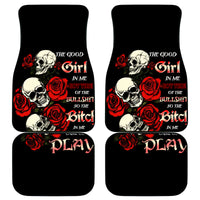 The Good Girl In Me 3 Skulls Rose Vintage Car Mats - Wonder Print Shop
