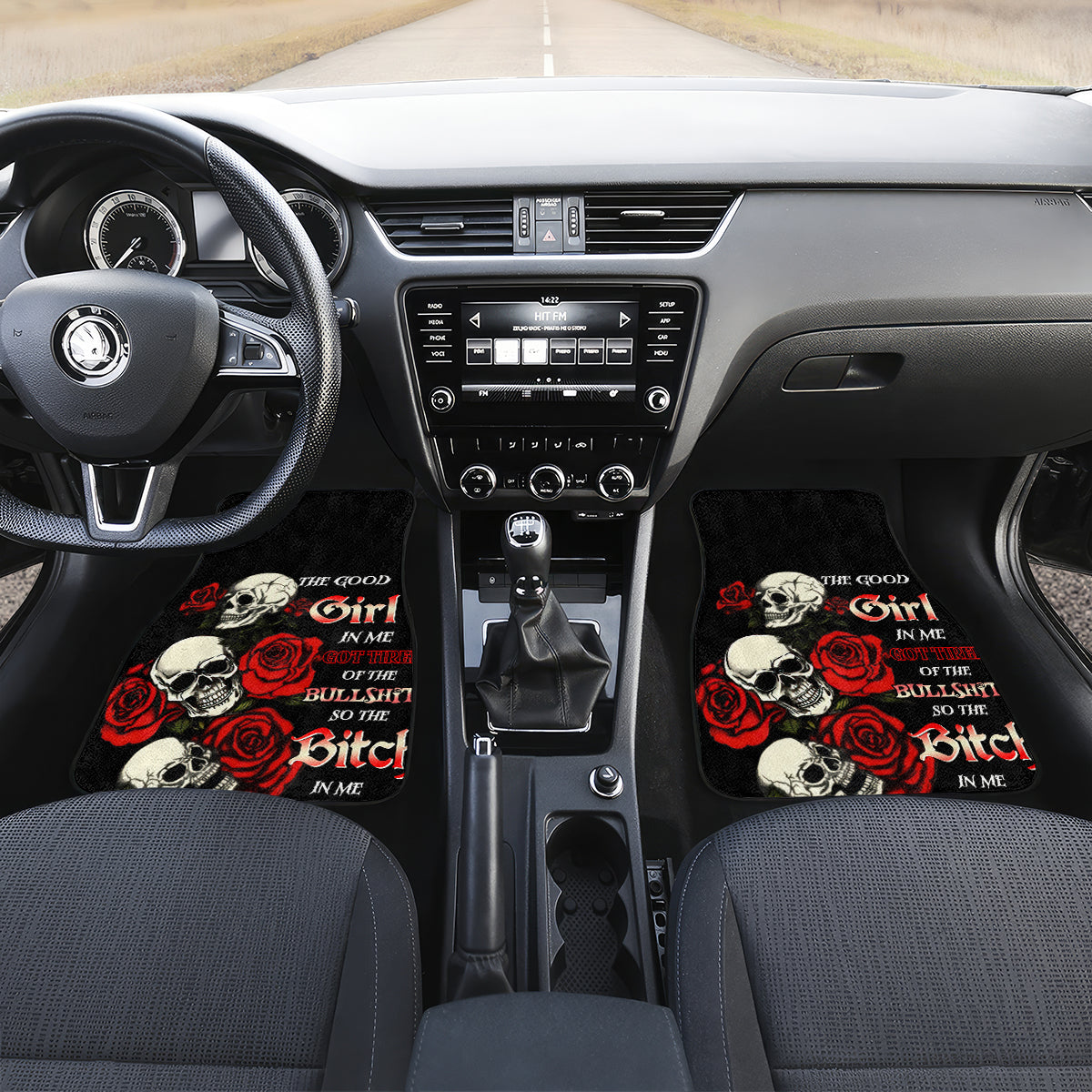 The Good Girl In Me 3 Skulls Rose Vintage Car Mats - Wonder Print Shop