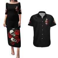 The Good Girl In Me 3 Skulls Rose Vintage Couples Matching Puletasi Dress and Hawaiian Shirt - Wonder Print Shop