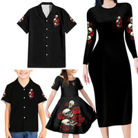 The Good Girl In Me 3 Skulls Rose Vintage Family Matching Long Sleeve Bodycon Dress and Hawaiian Shirt - Wonder Print Shop