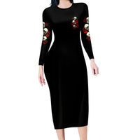 The Good Girl In Me 3 Skulls Rose Vintage Family Matching Long Sleeve Bodycon Dress and Hawaiian Shirt - Wonder Print Shop