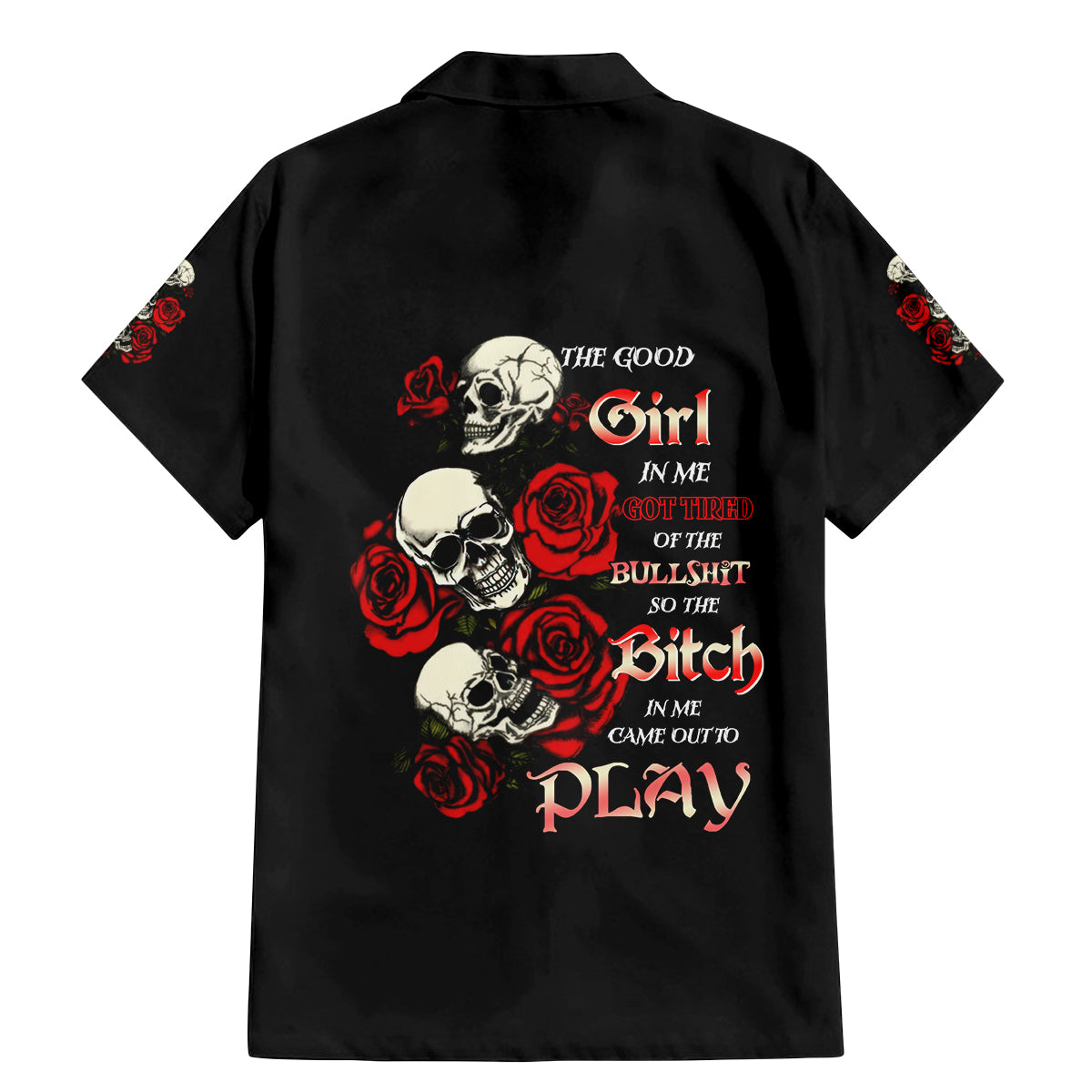 The Good Girl In Me 3 Skulls Rose Vintage Family Matching Mermaid Dress and Hawaiian Shirt - Wonder Print Shop