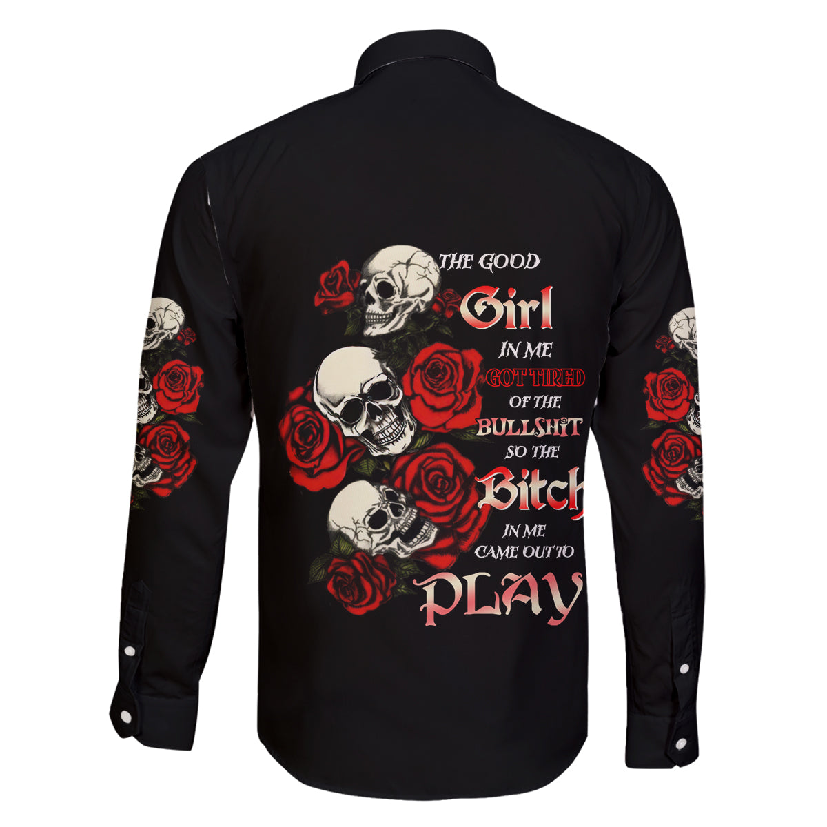 The Good Girl In Me 3 Skulls Rose Vintage Family Matching Mermaid Dress and Hawaiian Shirt - Wonder Print Shop