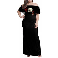 The Good Girl In Me 3 Skulls Rose Vintage Family Matching Off Shoulder Maxi Dress and Hawaiian Shirt - Wonder Print Shop