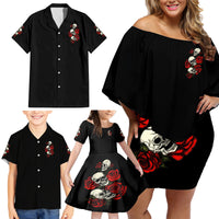 The Good Girl In Me 3 Skulls Rose Vintage Family Matching Off Shoulder Short Dress and Hawaiian Shirt - Wonder Print Shop