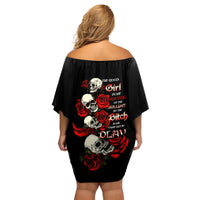 The Good Girl In Me 3 Skulls Rose Vintage Family Matching Off Shoulder Short Dress and Hawaiian Shirt - Wonder Print Shop