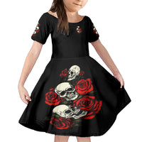 The Good Girl In Me 3 Skulls Rose Vintage Family Matching Short Sleeve Bodycon Dress and Hawaiian Shirt - Wonder Print Shop