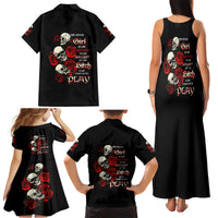 The Good Girl In Me 3 Skulls Rose Vintage Family Matching Tank Maxi Dress and Hawaiian Shirt - Wonder Print Shop