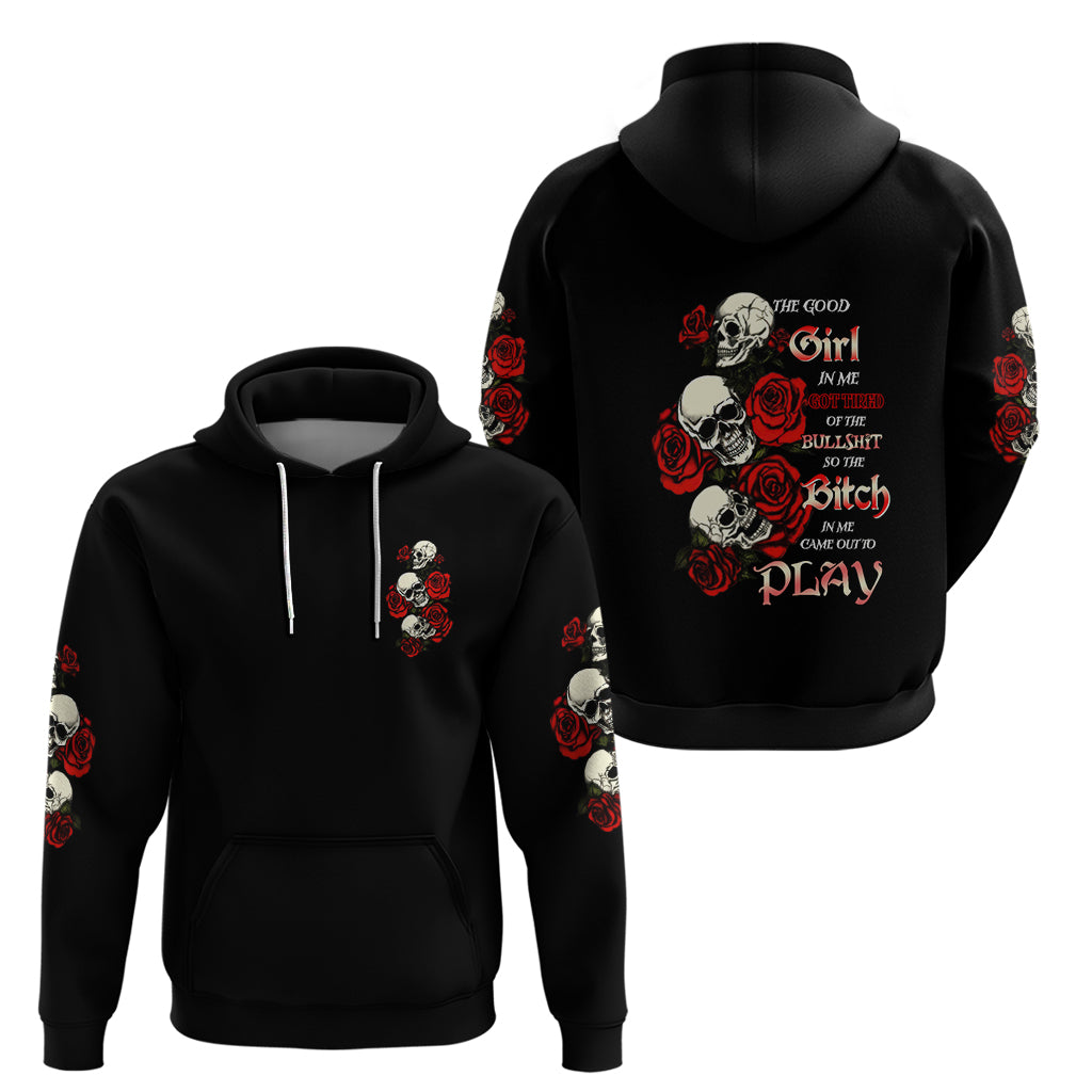 The Good Girl In Me 3 Skulls Rose Vintage Hoodie - Wonder Print Shop
