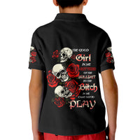 The Good Girl In Me 3 Skulls Rose Vintage Kid Polo Shirt - Wonder Print Shop