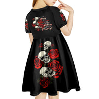 The Good Girl In Me 3 Skulls Rose Vintage Kid Short Sleeve Dress - Wonder Print Shop