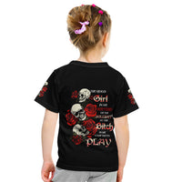 The Good Girl In Me 3 Skulls Rose Vintage Kid T Shirt - Wonder Print Shop