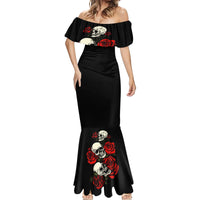 The Good Girl In Me 3 Skulls Rose Vintage Mermaid Dress - Wonder Print Shop