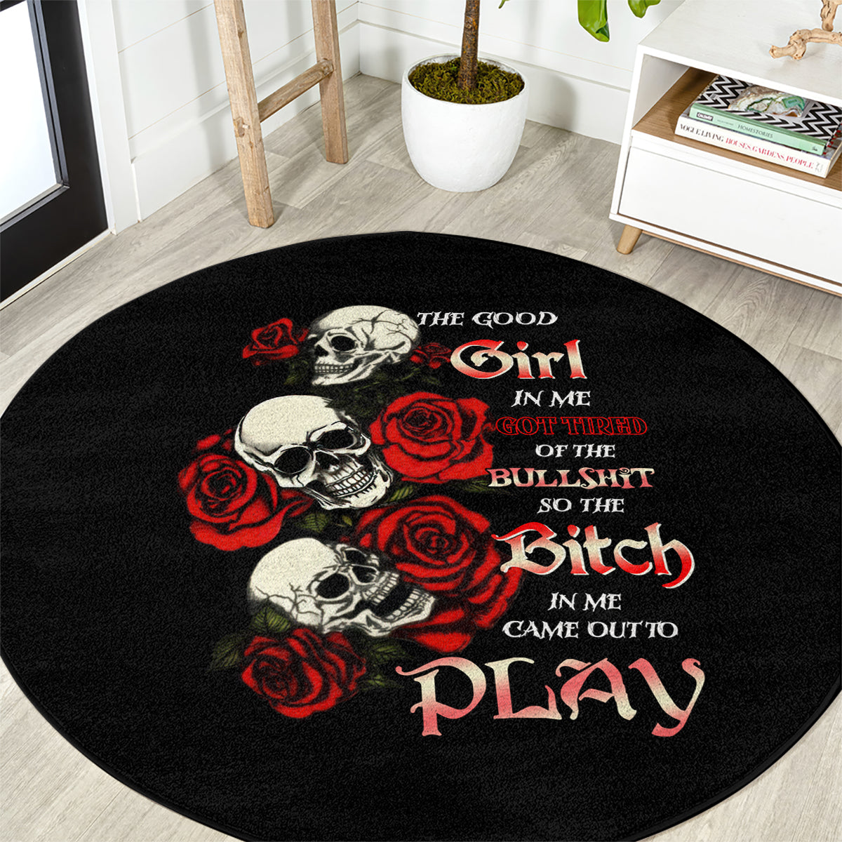 the-good-girl-in-me-3-skulls-rose-vintage-round-carpet