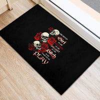 The Good Girl In Me 3 Skulls Rose Vintage Rubber Doormat - Wonder Print Shop