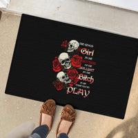 The Good Girl In Me 3 Skulls Rose Vintage Rubber Doormat - Wonder Print Shop