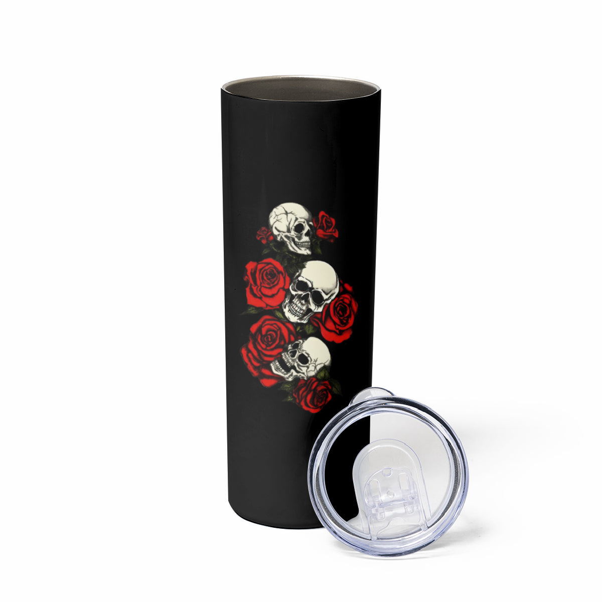 The Good Girl In Me 3 Skulls Rose Vintage Skinny Tumbler - Wonder Print Shop