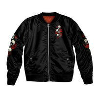 The Good Girl In Me 3 Skulls Rose Vintage Sleeve Zip Bomber Jacket - Wonder Print Shop