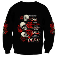 The Good Girl In Me 3 Skulls Rose Vintage Sweatshirt - Wonder Print Shop