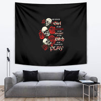The Good Girl In Me 3 Skulls Rose Vintage Tapestry - Wonder Print Shop