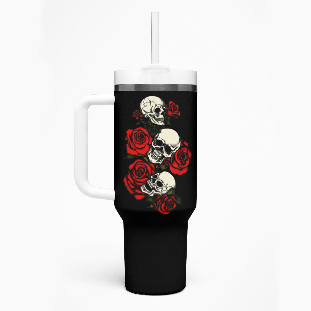 The Good Girl In Me 3 Skulls Rose Vintage Tumbler With Handle - Wonder Print Shop