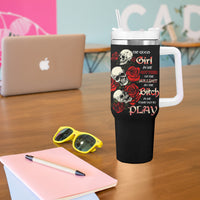 The Good Girl In Me 3 Skulls Rose Vintage Tumbler With Handle - Wonder Print Shop
