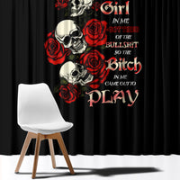 The Good Girl In Me 3 Skulls Rose Vintage Window Curtain - Wonder Print Shop