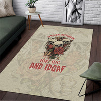 Stuck Between Idk Idc And Idgaf Skull Area Rug - Wonder Print Shop